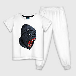 Пижама хлопковая детская Scream gorilla, цвет: белый