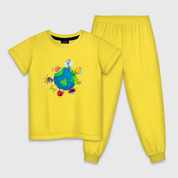 Пижама хлопковая детская Мир насекомых, цвет: желтый