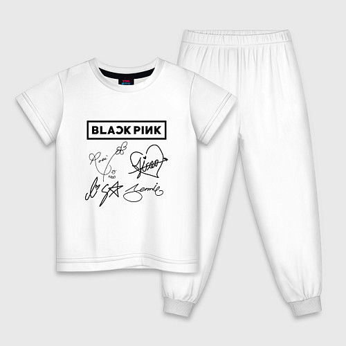 Детская пижама BLACKPINK АВТОГРАФЫ ЧЁРНЫЙ БЛЭКПИНК / Белый – фото 1