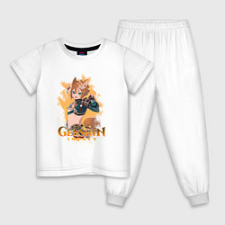 Пижама хлопковая детская Горо, Genshin Impact, цвет: белый