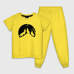 Пижама хлопковая детская Три волка и луна, цвет: желтый