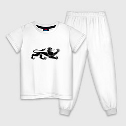 Пижама хлопковая детская Пантера - герб, цвет: белый