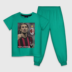 Пижама хлопковая детская Paolo Cesare Maldini - Milan, captain, цвет: зеленый
