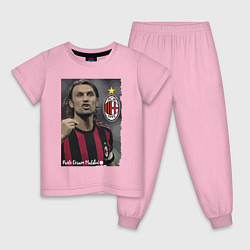 Пижама хлопковая детская Paolo Cesare Maldini - Milan, captain, цвет: светло-розовый