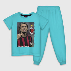 Пижама хлопковая детская Paolo Cesare Maldini - Milan, captain, цвет: бирюзовый
