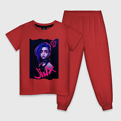 Пижама хлопковая детская ARCANE League Of Legends JINX, цвет: красный