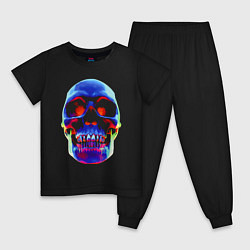 Пижама хлопковая детская Cool neon skull, цвет: черный