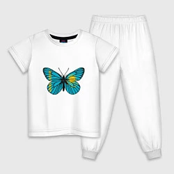 Пижама хлопковая детская Бабочка - Казахстан, цвет: белый