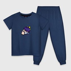 Пижама хлопковая детская Особый значок на Эдгара Пины Бравл Старс Brawl Sta, цвет: тёмно-синий