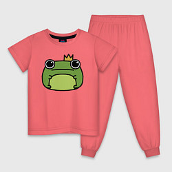 Пижама хлопковая детская Frog Lucky король, цвет: коралловый