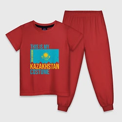 Пижама хлопковая детская Казахстанскйи костюм, цвет: красный