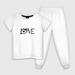 Пижама хлопковая детская День святого Валентина футбольная любовь, цвет: белый