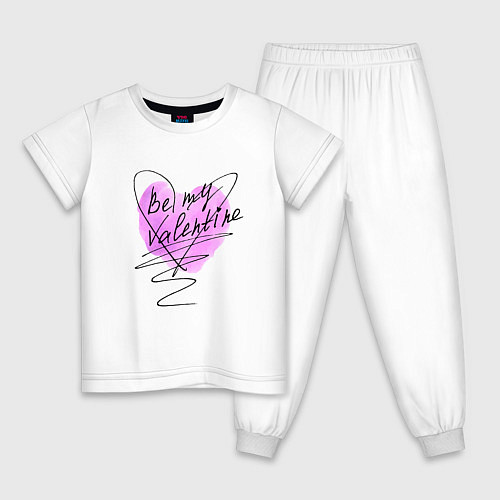 Детская пижама Be my Valentine розовое сердце / Белый – фото 1