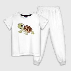 Пижама хлопковая детская Маленький черепашонок, цвет: белый
