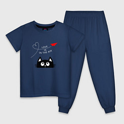 Пижама хлопковая детская Котик Самолётик, цвет: тёмно-синий