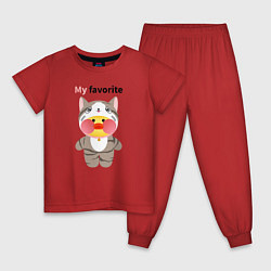 Пижама хлопковая детская LaLaFanFanCat, цвет: красный