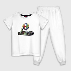 Пижама хлопковая детская Alfa Romeo - Racing, цвет: белый
