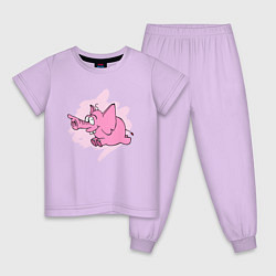 Пижама хлопковая детская Розовый слон, бегущий по своим делам, цвет: лаванда