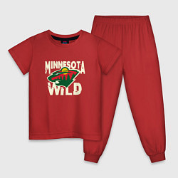 Пижама хлопковая детская Миннесота Уайлд, Minnesota Wild, цвет: красный