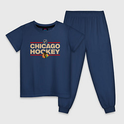Пижама хлопковая детская CHICAGO BLACKHAWKS NHL ЧИКАГО НХЛ, цвет: тёмно-синий