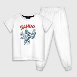Пижама хлопковая детская Самбо горилла в ярости, цвет: белый