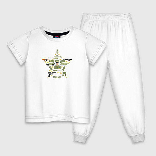 Детская пижама Милитари набор / Белый – фото 1