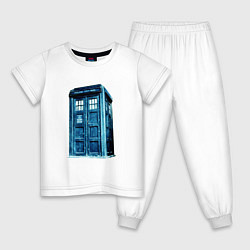 Пижама хлопковая детская Тардис из доктора кто 2022, цвет: белый