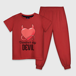 Пижама хлопковая детская Valentines Day Devil, цвет: красный