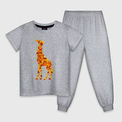 Пижама хлопковая детская Лиственный жираф, цвет: меланж