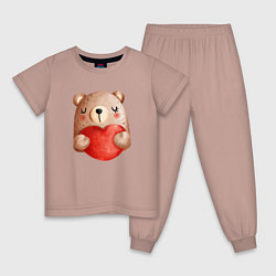 Детская пижама Мишка с сердечком с валентинкой