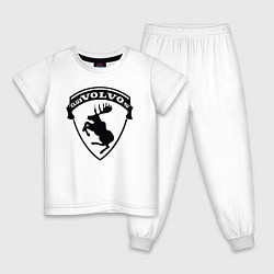 Пижама хлопковая детская VOLVO логотип чёрный, цвет: белый