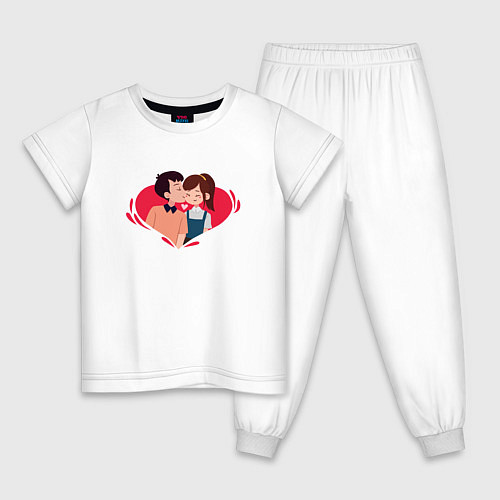 Детская пижама Целующаяся Пара Сердца / Белый – фото 1
