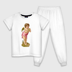 Пижама хлопковая детская Ангел День влюбленных 14 февраля, цвет: белый