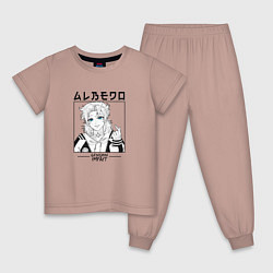 Пижама хлопковая детская Альбедо Albedo, Genshin Impact, цвет: пыльно-розовый