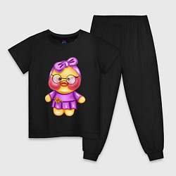 Пижама хлопковая детская Веселая уточка, цвет: черный