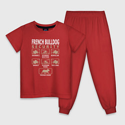 Пижама хлопковая детская Охрана - Французский бульдог, цвет: красный