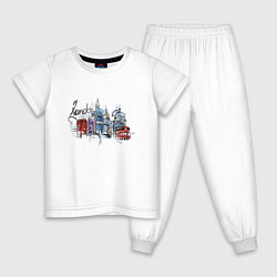 Пижама хлопковая детская London England, цвет: белый