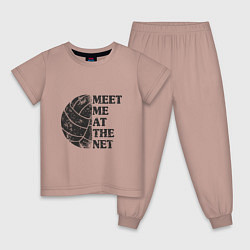 Пижама хлопковая детская Встретимся у сетки, цвет: пыльно-розовый