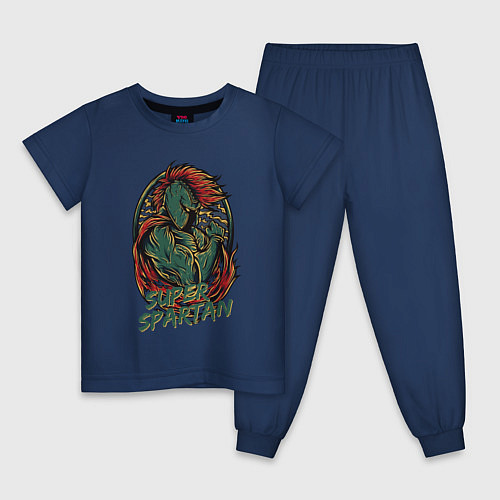 Детская пижама Супер спартанец / Тёмно-синий – фото 1