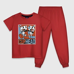 Пижама хлопковая детская Cuphead and Mugman Show, цвет: красный