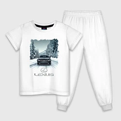 Пижама хлопковая детская Lexus - зимняя дорога, цвет: белый