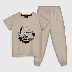 Пижама хлопковая детская Злой питбуль pit bull, цвет: миндальный