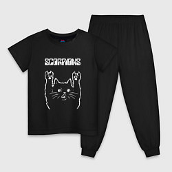 Пижама хлопковая детская Scorpions Скорпионс Рок кот, цвет: черный
