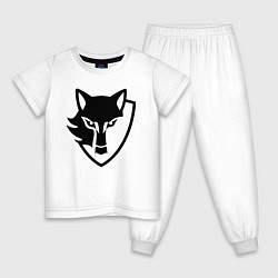 Пижама хлопковая детская Wolf Emblem, цвет: белый