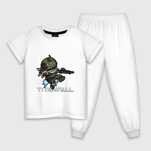 Детская пижама Титанфол арт нарисованный карандашом TITANFALL / Белый – фото 1