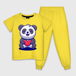 Пижама хлопковая детская Панда с сердцем!, цвет: желтый