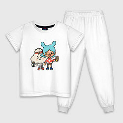 Пижама хлопковая детская Toca Mystery House 3, цвет: белый