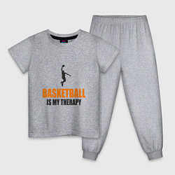 Пижама хлопковая детская Баскетбол моя терапия, цвет: меланж