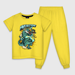 Пижама хлопковая детская Помаши - я иду! Крутой крокодил, цвет: желтый