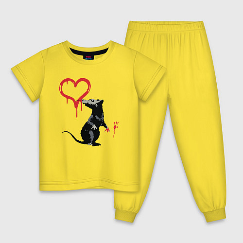 Детская пижама BANKSY БЭНКСИ крыса и сердце / Желтый – фото 1